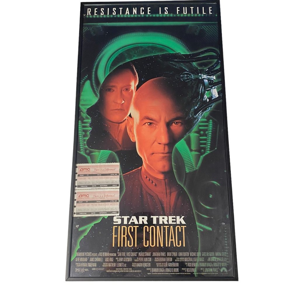 Star Trek "Resistance is Futile" Framed Poster 23"x12" with Ticket Stubs!
